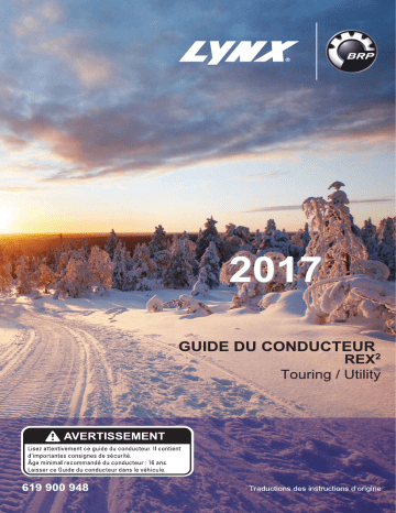 Lynx REX2 Touring Utility Series 2017 Manuel du propriétaire | Fixfr