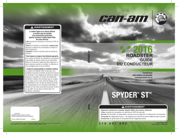 Can-Am Spyder ST 2016 Manuel du propriétaire | Fixfr