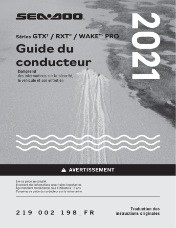 Sea-doo GTX RXT Wake PRO Series 2021 Manuel du propriétaire | Fixfr