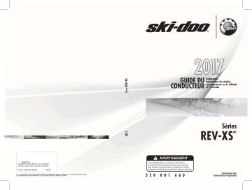 Ski-Doo REV-XS Series 2017 Manuel du propriétaire | Fixfr