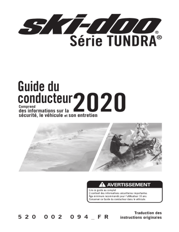 Ski-Doo Tundra Series 2020 Manuel du propriétaire | Fixfr