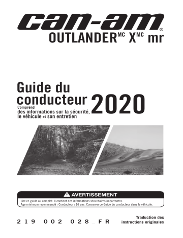 Can-Am Outlander X mr 2020 Manuel du propriétaire | Fixfr