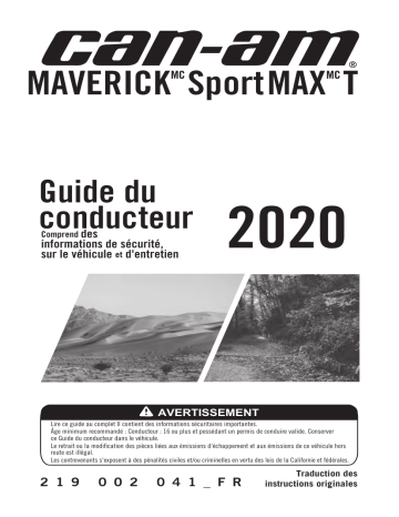 Can-Am Maverick Sport Max T Series 2020 Manuel du propriétaire | Fixfr