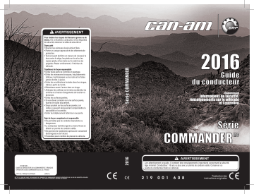 Can-Am Commander Series 2016 Manuel du propriétaire | Fixfr