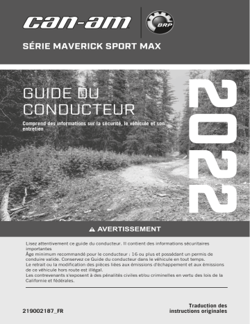 Can-Am Maverick Sport MAX Series 2022 Manuel du propriétaire | Fixfr