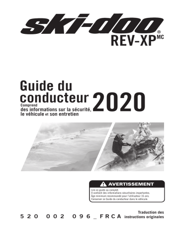 Ski-Doo REV-XP Series 2020 Manuel du propriétaire | Fixfr