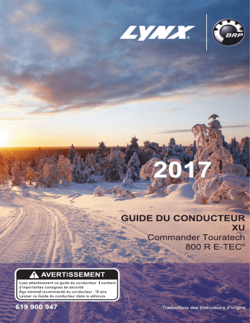 Lynx Commander Touratech 2017 Manuel du propriétaire | Fixfr