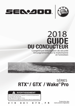 Sea-doo RXT,GTX WAKE PRO Series 2018 Manuel du propriétaire