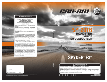 Can-Am Spyder F3 2016 Manuel du propriétaire | Fixfr