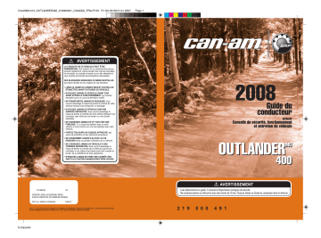 Can-Am Outlander 400 2008 Manuel du propriétaire | Fixfr