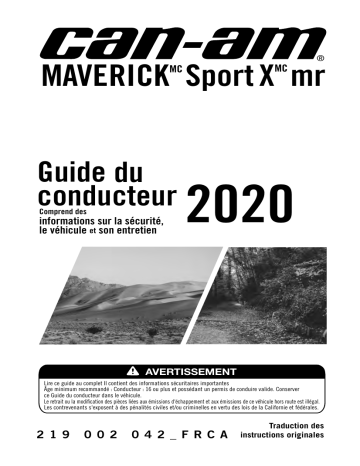 Can-Am Maverick Sport X mr 2020 Manuel du propriétaire | Fixfr