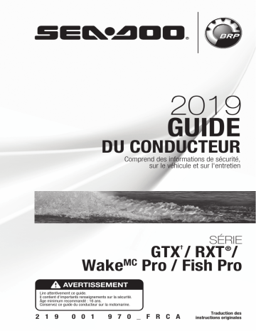 Sea-doo GTX, RXT, Wake PRO, Fish PRO Series 2019 Manuel du propriétaire | Fixfr