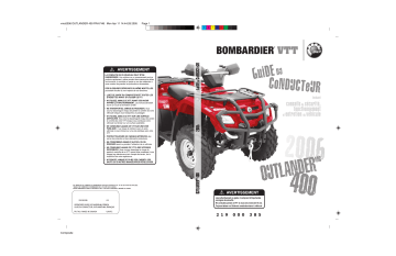 Can-Am Outlander 400/400 XT 2006 Manuel du propriétaire | Fixfr