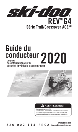 Ski-Doo REV G4 Trail_Crossover ACE Series 2020 Manuel du propriétaire | Fixfr