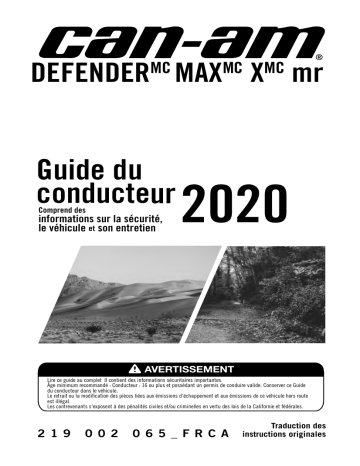 Can-Am Defender MAX X mr 2020 Manuel du propriétaire | Fixfr