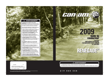 Can-Am Renegade 500/800/800 X 2009 Manuel du propriétaire | Fixfr