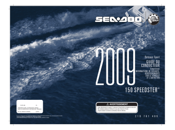 Sea-doo 150 Speedster Series 2009 Manuel du propriétaire | Fixfr
