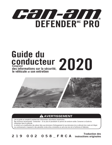 Can-Am Defender PRO 2020 Manuel du propriétaire | Fixfr