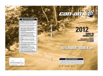 Can-Am Outlander 800R Xmr 2012 Manuel du propriétaire | Fixfr