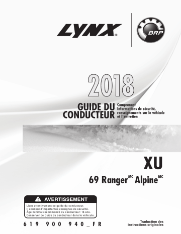 Lynx XU 69 Rangers Alpine 2018 Manuel du propriétaire | Fixfr