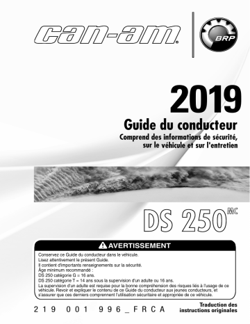 Can-Am DS 250 2019 Manuel du propriétaire | Fixfr