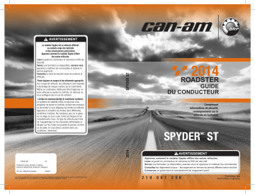 Can-Am Spyder ST 2014 Manuel du propriétaire | Fixfr