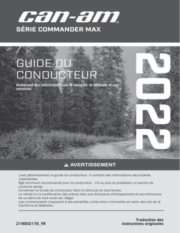 Can-Am Commander MAX Series 2022 Manuel du propriétaire | Fixfr