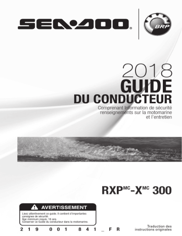 Sea-doo RXP X 300 2018 Manuel du propriétaire | Fixfr