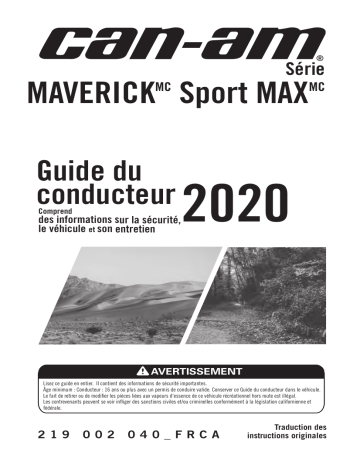 Can-Am Maverick Sport Max Series 2020 Manuel du propriétaire | Fixfr