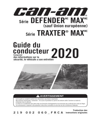 Can-Am Defender MAX Cab LTD 2020 Manuel du propriétaire | Fixfr