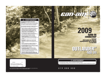 Can-Am Outlander 400 EFI 2009 Manuel du propriétaire | Fixfr