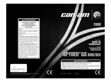 Can-Am Spyder 2008 Manuel du propriétaire | Fixfr