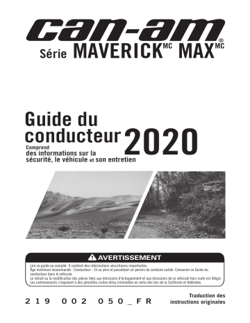 Can-Am Maverick MAX Series 2020 Manuel du propriétaire | Fixfr
