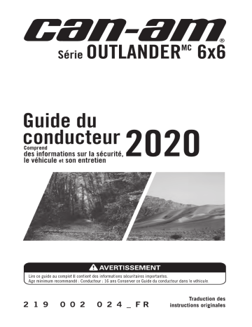 Can-Am Outlander 6x6 Series_650/1000 2020 Manuel du propriétaire | Fixfr