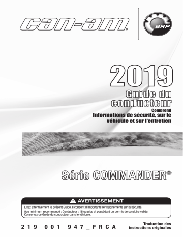 Can-Am Commander Series 2019 Manuel du propriétaire | Fixfr