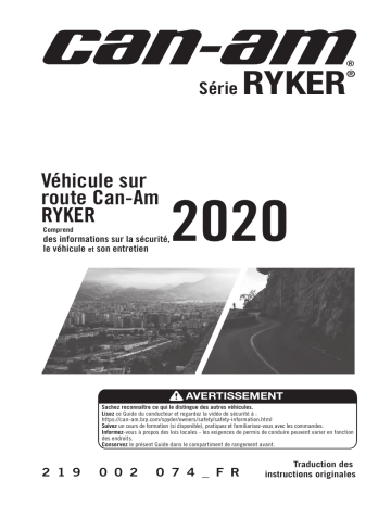 Can-Am RYKER Series 2020 Manuel du propriétaire | Fixfr