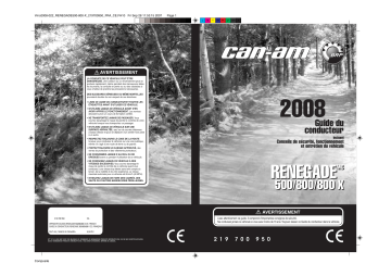 Can-Am Renegade 500/800/800 X 2008 Manuel du propriétaire | Fixfr