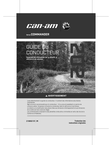 Can-Am Commander Series 2021 Manuel du propriétaire | Fixfr