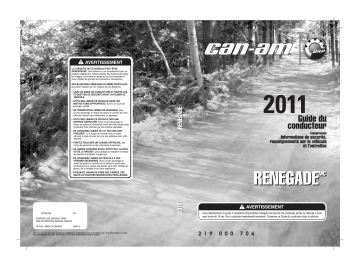 Can-Am Renegade 500/800/800 X/800 Xxc 2011 Manuel du propriétaire | Fixfr