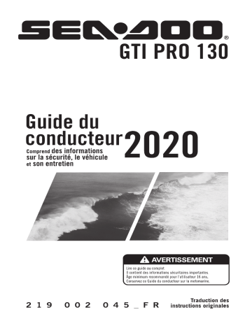 Sea-doo GTI PRO 130 Series 2020 Manuel du propriétaire | Fixfr