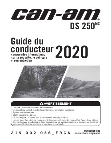 Can-Am DS 250 2020 Manuel du propriétaire | Fixfr