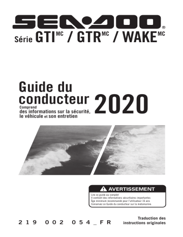 Sea-doo GTI GTR Wake Series 2020 Manuel du propriétaire | Fixfr