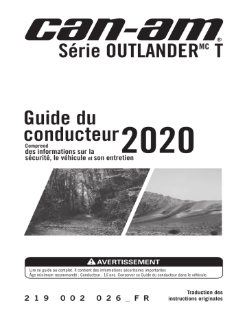 Can-Am Outlander T Series 650/1000 2020 Manuel du propriétaire | Fixfr