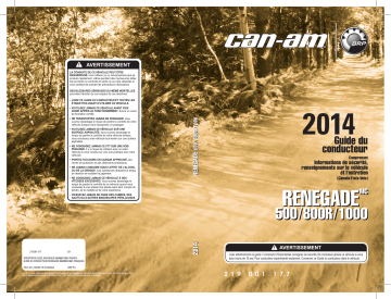 Can-Am Renegade 500/800R/1000 2014 Manuel du propriétaire | Fixfr