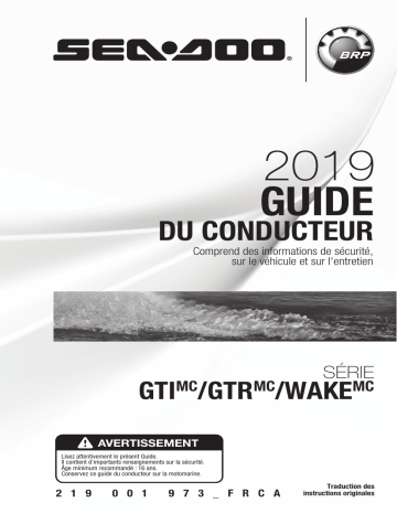 Sea-doo GTI, GTR, Wake Series 2019 Manuel du propriétaire | Fixfr