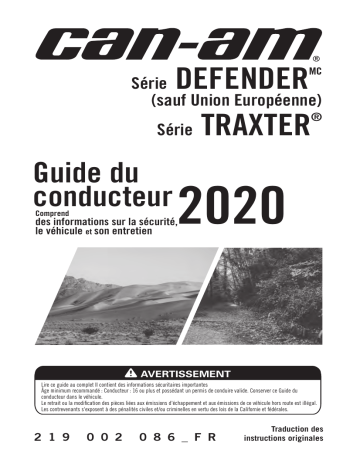 Can-Am Defender / Traxter Series 2020 Manuel du propriétaire | Fixfr