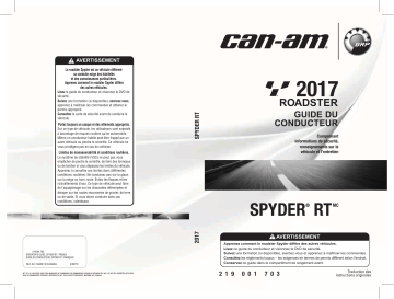 Can-Am Spyder RT 2017 Manuel du propriétaire | Fixfr