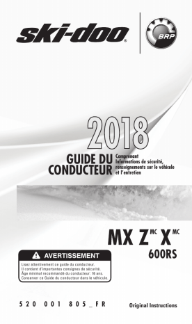 Ski-Doo MX Z X 600RS 2018 Manuel du propriétaire | Fixfr