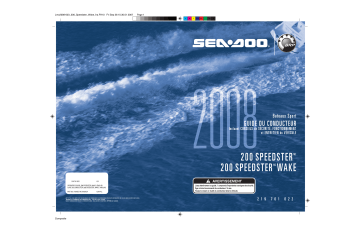 Sea-doo 200 Speedster Series 2008 Manuel du propriétaire | Fixfr