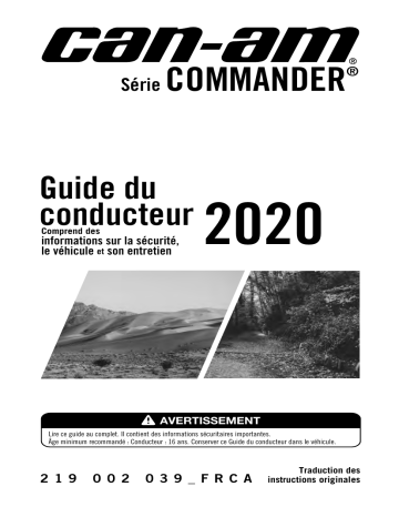 Can-Am Commander Series 2020 Manuel du propriétaire | Fixfr